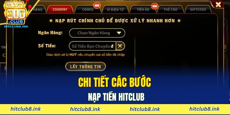 Chi tiết các bước nạp tiền Hitclub